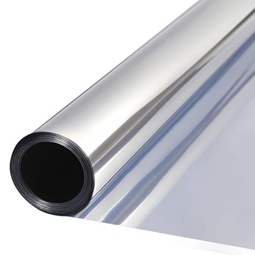 TTMOW Vinilo Pet Película Adhesiva Lámina de Espejo para Ventanas Cristal Unidireccional Protector de Privacidad Anti 99% UV y Anti 85% IR para Hogar y Oficina (50 * 400cm)