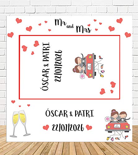 Tu Fiesta Mola Mazo Photocall y Cartel de Boda Dibujo 100x100cm| Divertido y económico|Detalle de Boda| Hazte Unas Fotos Divertidas en la Boda| Personalizable …