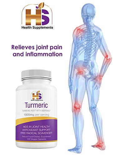 Turmeric Curcumin with Black Pepper, Immune System Booster. 1500mg Antioxidant, Anti-Inflammatory, GMO/Gluten Free, Vegan, Natural Relief from Joint Pain,120 capsules