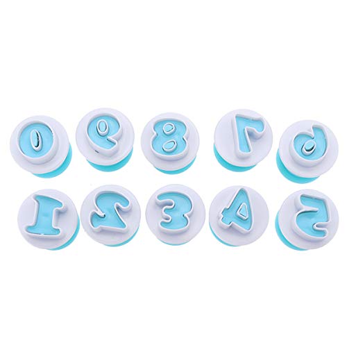 Tutoy Molde de grabación en relieve de sello de fondant de pastel 10 números herramienta de cocina para hornear Diy