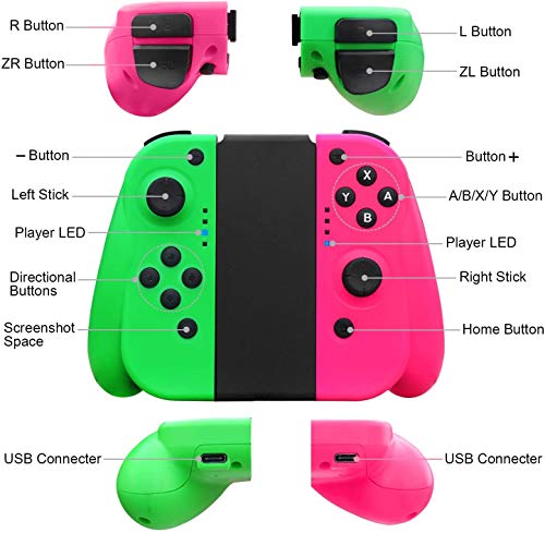 TUTUO Mando Switch para Nintendo Switch, Bluetooth Wireless Controller Gamepad Joystick Controlador De Reemplazo Izquierdo Y Derecho para Joy con