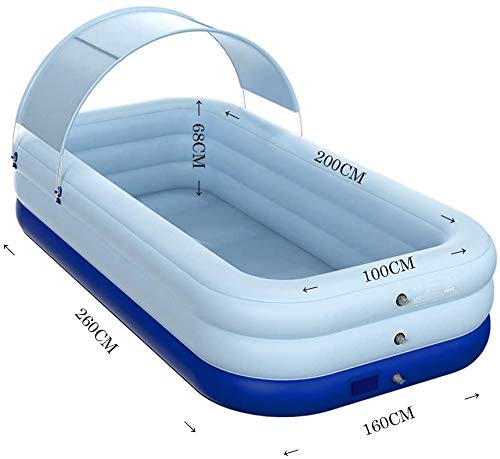 TZUTOGETHER Piscina Inflable automática inalámbrica con toldo Parasol, Piscina de Remo Gruesa Inflable Duradera de Verano Rectangular, Baño Infantil para bebés Salón Familiar Piscina (Plegable)