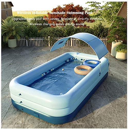 TZUTOGETHER Piscina Inflable automática inalámbrica con toldo Parasol, Piscina de Remo Gruesa Inflable Duradera de Verano Rectangular, Baño Infantil para bebés Salón Familiar Piscina (Plegable)