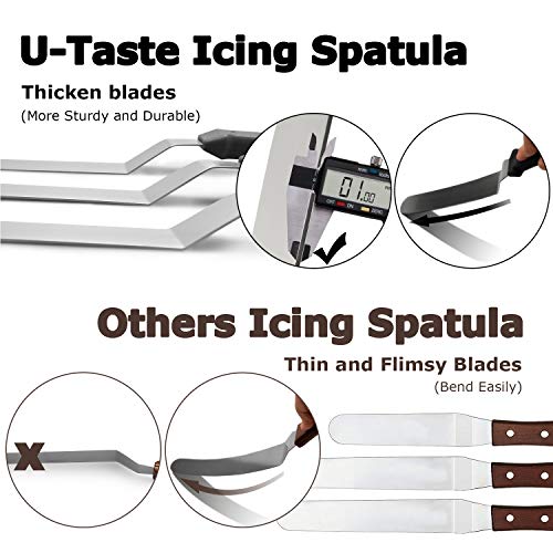 U-Taste Espátula Reposteria 3 Piezas Espatula Cocina Acero Inoxidable en Ángulo Pasteleria Utensilios Espátulas de Glaseado Hornear Utensilios - Negro