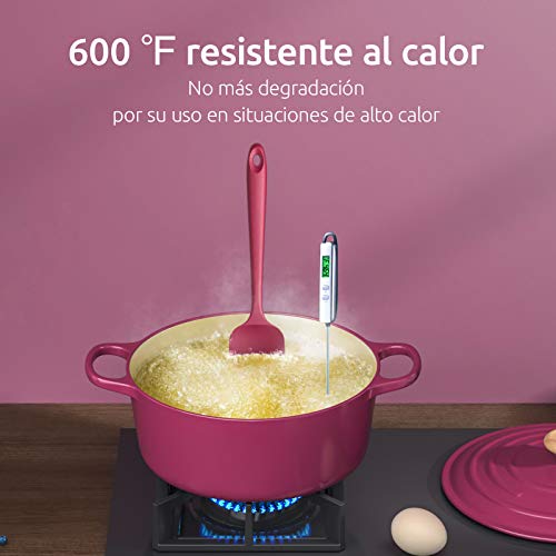 U-Taste Espátulas Silicona 4 Pieza Espatula Cocina Resistentes al Calor 315℃ Utensilios de Cocina Espatulas Reposteria Núcleo de Acero Inoxidable,Sin costura,Anti-adhesión,Sin BPA - Rojo