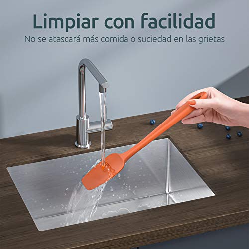 U-Taste Espátulas Silicona Cocina 4 Pieza Espatula Cocina Resistentes al Calor 315℃ Hornear Utensilios Espatulas Reposteria Núcleo de Acero Inoxidable,Sin Costura,Anti-adhesión,Sin BPA –Naranja