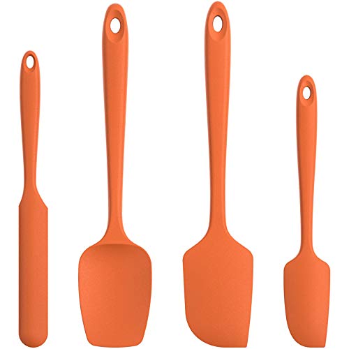 U-Taste Espátulas Silicona Cocina 4 Pieza Espatula Cocina Resistentes al Calor 315℃ Hornear Utensilios Espatulas Reposteria Núcleo de Acero Inoxidable,Sin Costura,Anti-adhesión,Sin BPA –Naranja