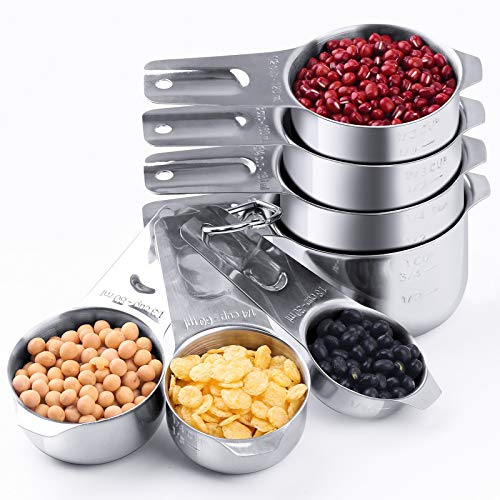 U-Taste Tazas Medidoras Set 7 Piezas Acero Inoxidable 18/8 Tazas de Medir Utensilios Cocina Taza Medidora Hornear Utensilios Para Ingredientes Secos y Líquidos