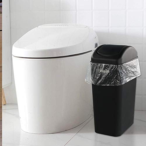 Ucake 10 L Cubo de Basura Papelera de Plástico con Tapa Basculante, Color Negro, 1 Paquete