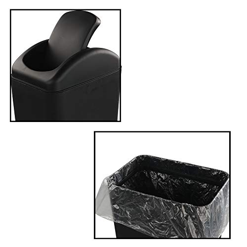 Ucake 10 L Cubo de Basura Papelera de Plástico con Tapa Basculante, Color Negro, 1 Paquete