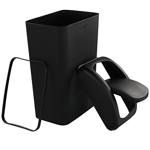 Ucake 10 L Cubo de Basura Papelera de Plástico con Tapa Basculante, Color Negro, 1 Paquete