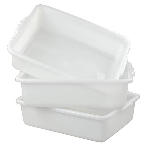 Ucake Barreño Barreños Cubeta Cubetas Plastico Almacenaje Grande Rectangular, Blanco, 3 Paquetes