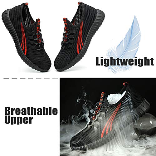 Ucayali Zapatos de Seguridad Hombre Trabajo Comodos Ligeros Transpirables Zapatillas Trabajo Seguridad Deportivo Punta de Acero para Electricista Soldador Cocina Construccion(023 Rojo, 39 EU)