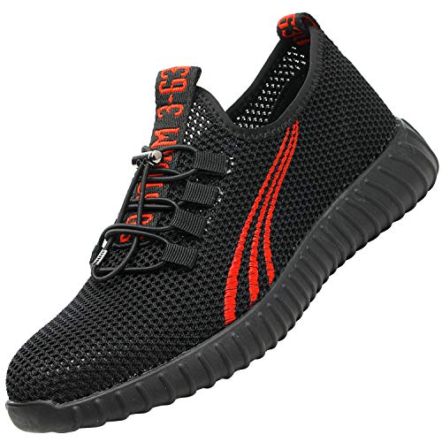 Ucayali Zapatos de Seguridad Hombre Trabajo Comodos Ligeros Transpirables Zapatillas Trabajo Seguridad Deportivo Punta de Acero para Electricista Soldador Cocina Construccion(023 Rojo, 39 EU)