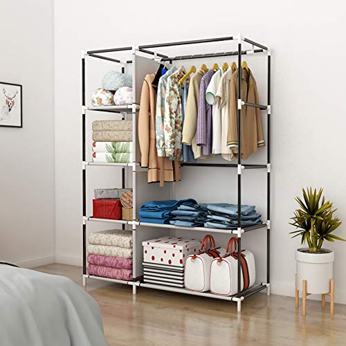 UDEAR Armario Closet Organizador Plegable para Ropa Ropero Resistente al Polvo Guardarropa Gris 105 x 45 x 170 CM