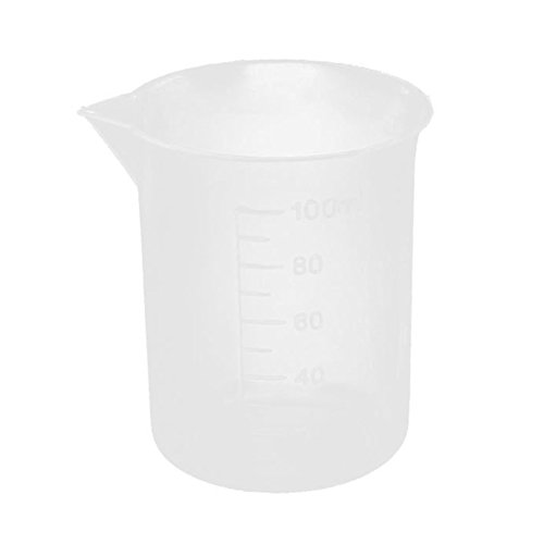 UEETEK 6pcs vasos de plásticos de 100mL medir tazas recipiente de líquido de laboratorio