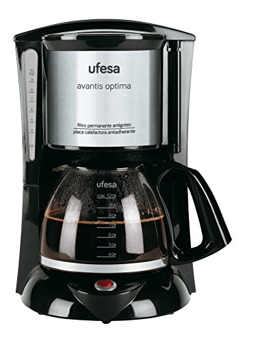 Ufesa CG7232 Avantis Optima - Cafetera de goteo, 800 W, 10 Tazas, Jarra de Vidrio especial Aroma, Filtro Permanente