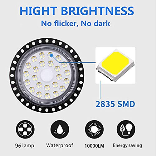 UFO Iluminación LED Alta, Lámpara Industrial Ultra Delgada,Lámpara Industrial de Blanco Frío 6000-6500K (100W, 1Pack)