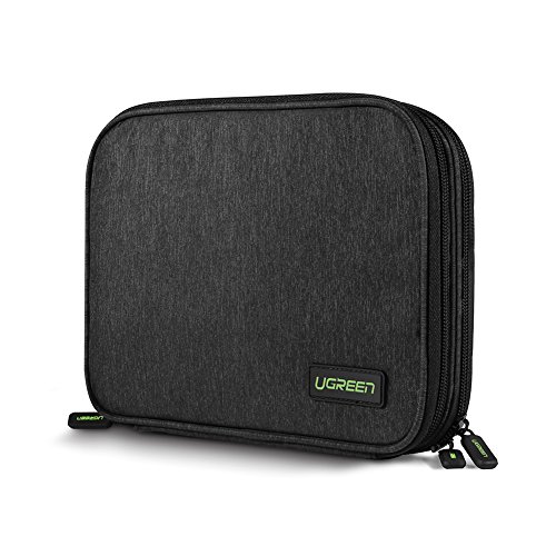 UGREEN Bolsa para Organizar Cable, Estuche Impermeable con 12 Bandas Elesticás para Guardar Cable, Auricular, Memoria USB, SD/TF Tarjeta, Funda de Viaje para iPad Mini, Cargador, PowerBank, Disco Duro