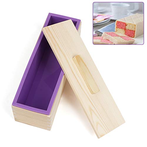 UHAPEER Juego de Herramientas para Cortar Jabón, Handmade Soap DIY Tools, Rectangular Caja y Tapa de Madera con Molde de silicona para pan de jabón, Cortador de jabón recto