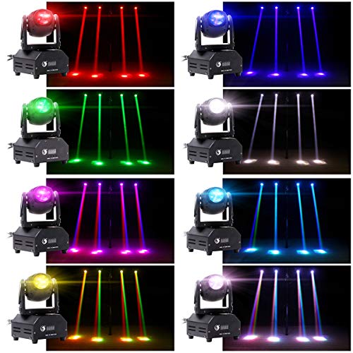 UKing Cabezas Moviles LED,10W Luces Escenario RGBW(4 en 1) Color Control de Sonido,11/13CH Luz Móvil LED para Party Disco DJ Club Show Bar Boda (1 pieza)