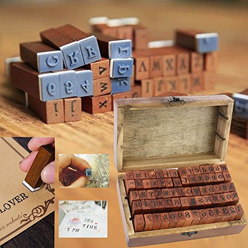 ULTNICE 70pcs alfabeto sellos número de sellos sello de caucho sellos con caja de madera