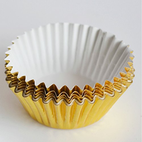 ULTNICE Moldes para Cupcakes Muffins Capsulas Magdalenas de Aluminio 100 Unids (Oro)