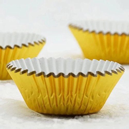 ULTNICE Moldes para Cupcakes Muffins Capsulas Magdalenas de Aluminio 100 Unids (Oro)