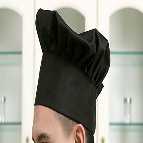 ULTNICE Restaurante de Cocina de Estilo Hongo Gorro de Cocinero Gorro de Cocinero (Negro)