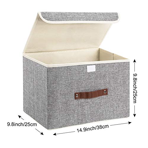 UMI. by Amazon 2 Cajas de Almacenamiento Plegables con Tapas, Cajas Organizadoras - Gris