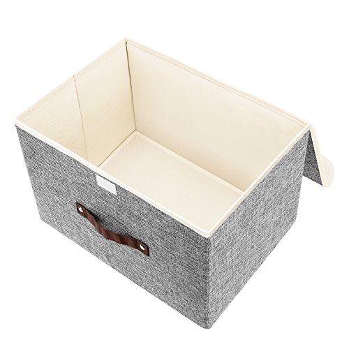 UMI. by Amazon 2 Cajas de Almacenamiento Plegables con Tapas, Cajas Organizadoras - Gris