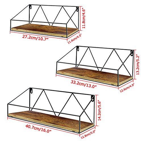 UMI. by Amazon Estantes de Pared flotantes rústicos, Set de 3 estantes de Madera rústicos para el baño, el salón o la Cocina