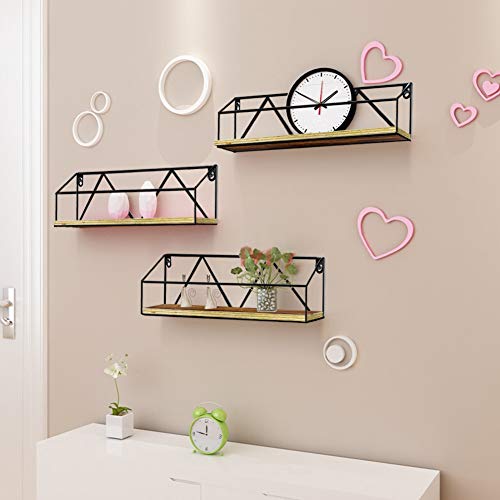 UMI. by Amazon Estantes de Pared flotantes rústicos, Set de 3 estantes de Madera rústicos para el baño, el salón o la Cocina