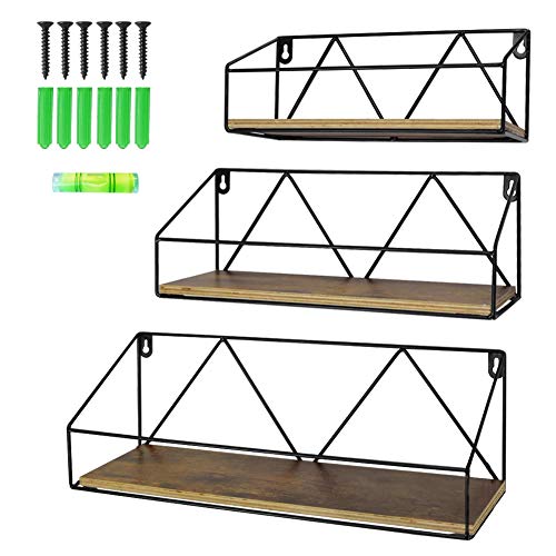 UMI. by Amazon Estantes de Pared flotantes rústicos, Set de 3 estantes de Madera rústicos para el baño, el salón o la Cocina