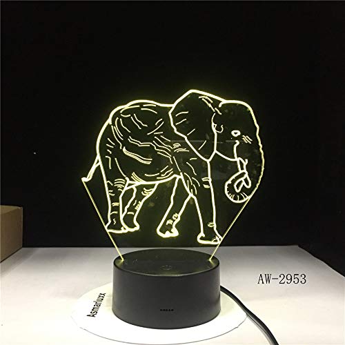 Un Elefante danzante con Siete Colores para la increíble ilusión Visual Visual de una luz Nocturna para la iluminación del hogar.