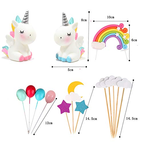 Unicorn Cake Topper Cloud Rainbow Star Balloon Cake Topper Decoraciones de pasteles Comestibles Stand Up Wafer para cumpleaños Boda Baby Shower Party Pack de 15