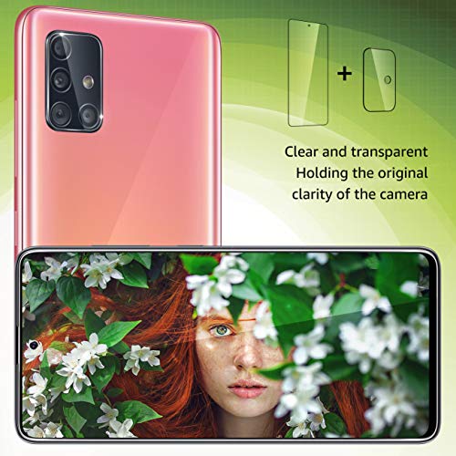 UniqueMe [2 Pack] Protector de Pantalla para Samsung Galaxy A51 4G / A51 5G + [3 Pack] Protector de Lente de cámara, Vidrio Templado [9H Dureza] HD Film Cristal Templado