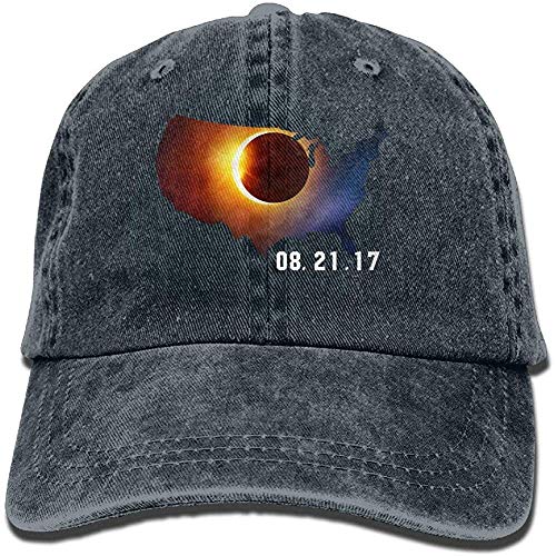 Unisex Adult USA Map Solar Eclipse 2017 Washed Denim Cotton Sport Outdoor Baseball Hat Trucker Hat Adjustable One Size Red HJASKJDSNAHIWQASD 4306