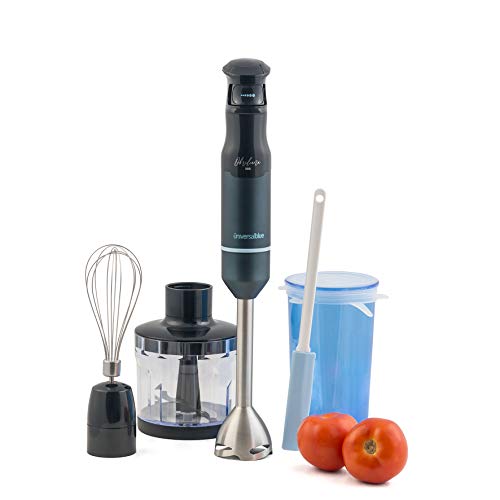 UNIVERSALBLUE Batidora de Mano | Potencia 800W con Regulador Ergonómico + Picador Alimentos + Varilla Acero INOX + Jarra 1 Litro