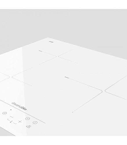 UNIVERSALBLUE | Placa Inducción Blanca | 3 Fuegos | Potencia 6500 W | Control Táctil | Temporizador | Función Boost