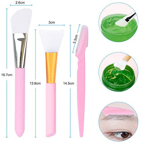 URAQT Cepillo de Mascarilla de Silicona, Paquete de 7 Rascadores Cosméticos de Silicona Sin Pelo Y Rasuradoras de Cejas, para Aplicar Máscara Facial, Máscara de Ojos, Herramienta de Maquillaje DIY