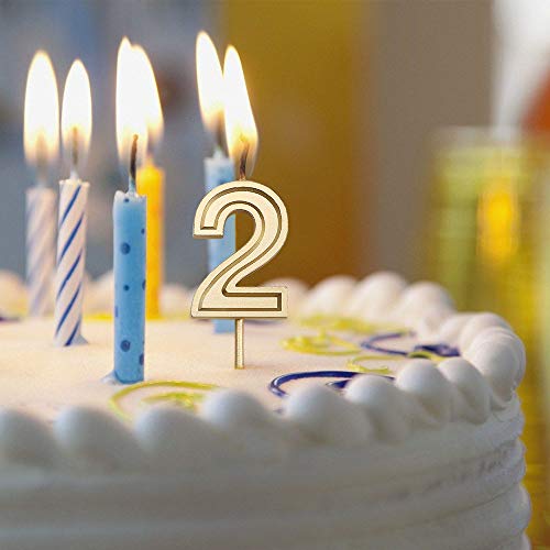 URAQT Velas Cumpleaños Número 0, Velas de Pastel de Cumpleaños, Velas Doradas para Cumpleaños/Aniversario de Bodas/Fiesta de Graduación, Número 0-9 para Elegir