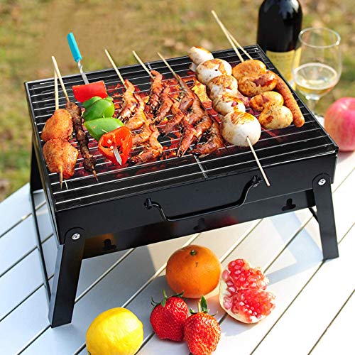 Uten Barbacoa Portátil de Carbón Mini Barbacoa Plegable Parrillada Asador al Aire Libre BBQ con Rejillas de Acero Inoxidable para Cocinar Camping Senderismo Picnics