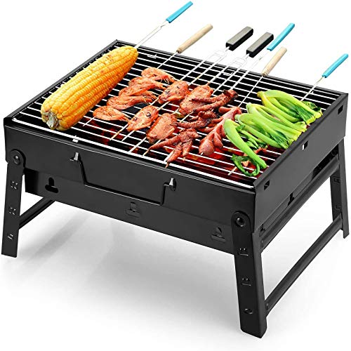 Uten Barbacoa Portátil de Carbón Mini Barbacoa Plegable Parrillada Asador al Aire Libre BBQ con Rejillas de Acero Inoxidable para Cocinar Camping Senderismo Picnics