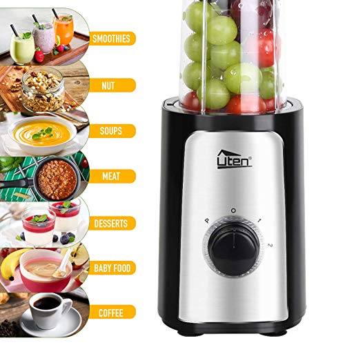 Uten Batidora Multifuncional, Batidora para Smoothie, Picadora de Carne, Molinillo de Café, 5 en 1 Multifunción para Batidoras, Picadas, Salsas y Carne Picada,(220W, 22,000 RPM/Minutos)