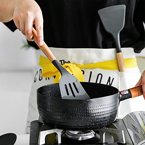 Utensilios de cocina de silicona, antiadherente Mreechan con mango de madera para utensilios de cocina antiadherentes - Juegos de cocina Gadgets(9 piezas)