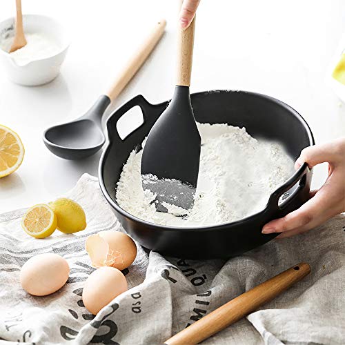 Utensilios de cocina de silicona, antiadherente Mreechan con mango de madera para utensilios de cocina antiadherentes - Juegos de cocina Gadgets(9 piezas)