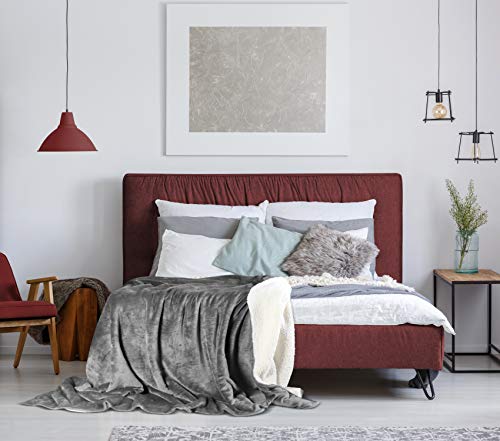 Utopia Bedding Mantas Reversibles de Franela Sherpa (150 x 200 cm) - Gris - Tela de Cepillo Extra Suave, Súper cálida, Mantas para sofás acogedora y Ligera, Cuidado fácil