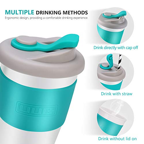 UUQ Taza de Café con Tapa, Café para Llevar, Mug Café Reutilizable y Ecológico para Viaje, Casa y Oficina, Hecho de Materiales Libres de BPA, 340ml (12oz) (Verde)