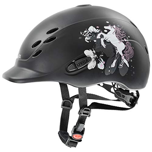 Uvex onyxx dekor Casco de equitación, Unisex niños, Pony Negro Mate, 49-54 cm